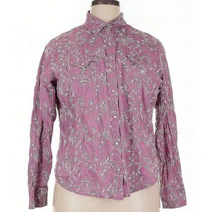 Ariat Button-Down Shirt; EUC; 100% Cotton; Pearlescent Snaps; Floral Embroidery